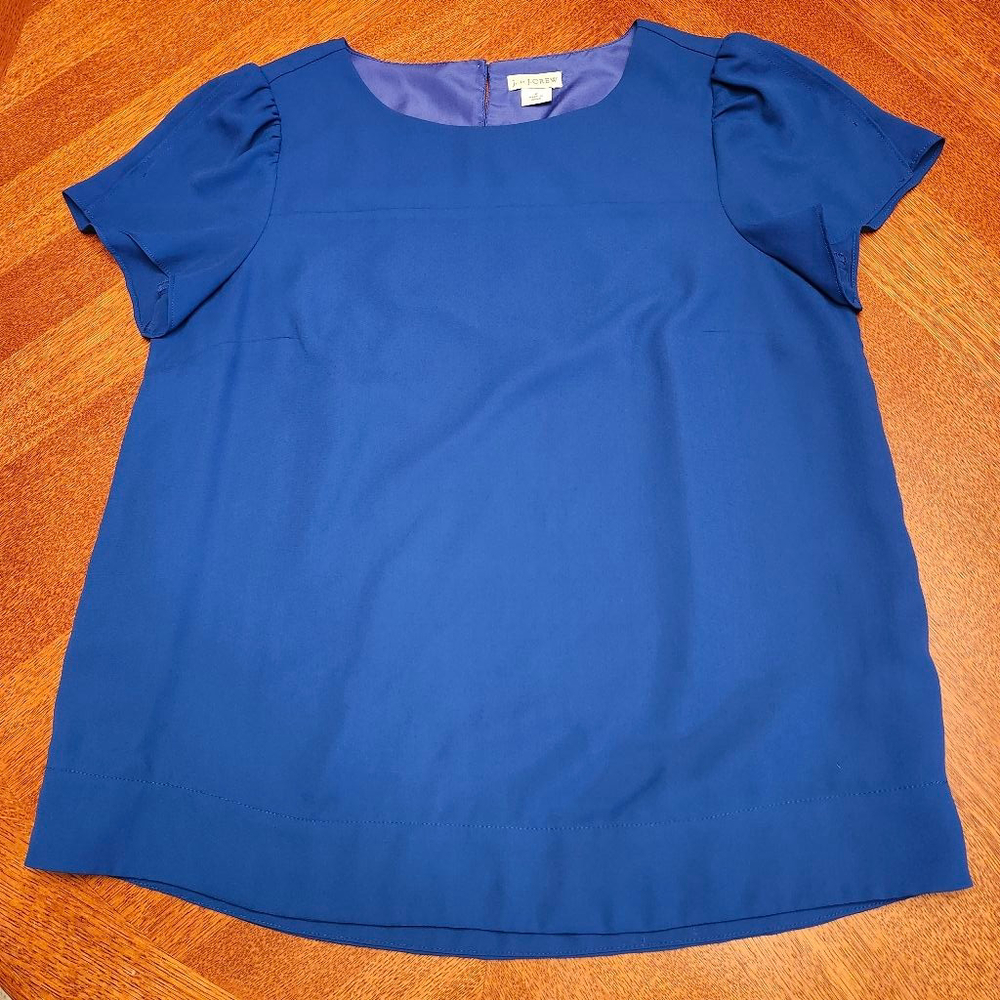 Women's J.Crew Blue Short Sleeve Blouse Size 2 A1